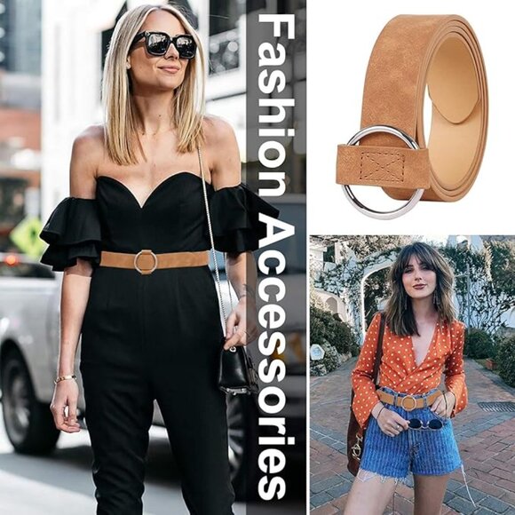 NWOT - XZQTIVE Women Suede Leather Belt (No Pin Circle Buckle) size M - Picture 3 of 5